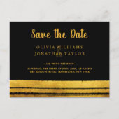 Schwarz-Gold-Pinselstriche Save the Date Postard Ankündigungspostkarte (Vorderseite)