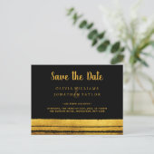 Schwarz-Gold-Pinselstriche Save the Date Postard Ankündigungspostkarte (Stehend Vorderseite)