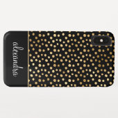Schwarz - Gold Polka Dot Pattern Monogramm Case-Mate iPhone Hülle (Rückseite (Horizontal))