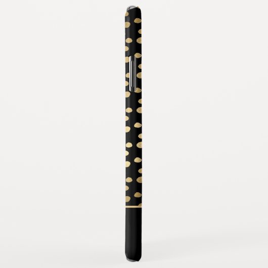 Schwarz - Gold Polka Dot Pattern Monogramm Case-Mate iPhone Hülle (Hinten/Rechts)