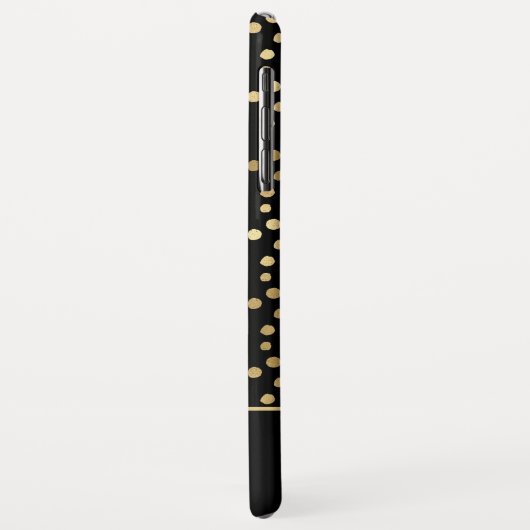 Schwarz - Gold Polka Dot Pattern Monogramm Case-Mate iPhone Hülle (Hinten/Links)