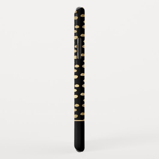 Schwarz - Gold Polka Dot Pattern Monogramm Case-Mate iPhone Hülle (Hinten/Rechts)