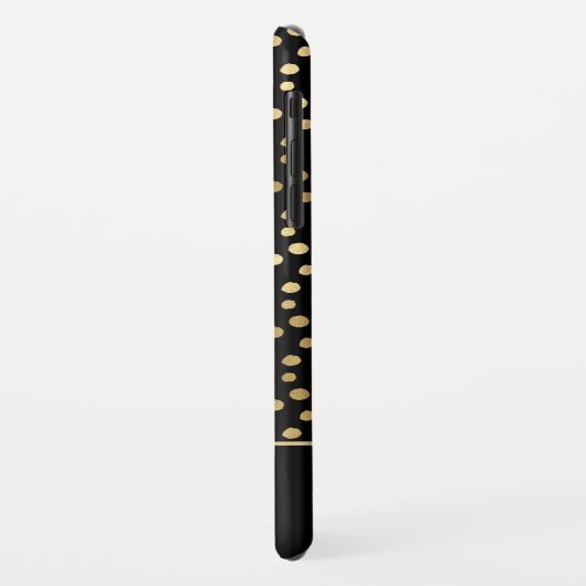 Schwarz - Gold Polka Dot Pattern Monogramm Case-Mate iPhone Hülle (Hinten/Links)