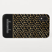 Schwarz - Gold Polka Dot Pattern Monogramm Case-Mate iPhone Hülle (Rückseite (Horizontal))