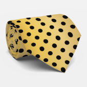 Schwarz-Gold-Polka-Dots-Muster Krawatte (Gerollt)