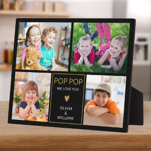 Schwarz-Gold-Pop-Pop Wir Liebe Sie 4 FotoCollage Fotoplatte