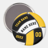 Schwarz, Gold, preiswerte Volleyball-Geschenke als Magnet (Vorderseite/Rückseite)