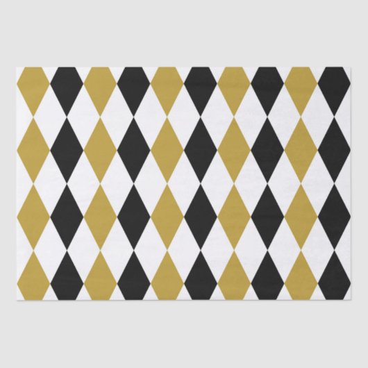Schwarz-Gold-Raute Seidenpapier (Vorderseite)