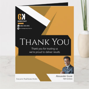 Schwarz & Gold Realtor Design, Real Anwesen Agent Dankeskarte
