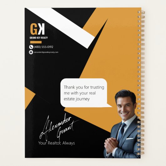 Schwarz & Gold Realtor Design, Real Anwesen Agent Planer (Rückseite)