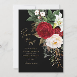 Schwarz-Gold-Romantische Blumenhochzeit rettet das Save The Date
