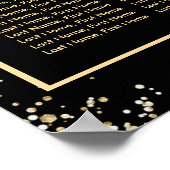 Schwarz-Gold-Rosa-Blütendecke Hochzeitskarte 12 Poster (Ecke)