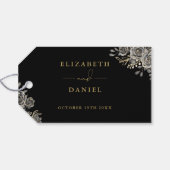 Schwarz-Gold-Rose Blumengotik-Gastgeschenk Hochzei Geschenkanhänger (Rückseite Horizontal)
