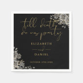 Schwarz-Gold-Rose Blumengotik Serviette (Vorderseite)