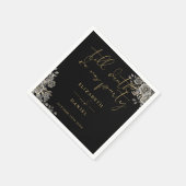 Schwarz-Gold-Rose Blumengotik Serviette (Ecke)