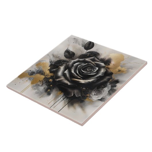 Schwarz-Gold-Rose Fliese (Seite)