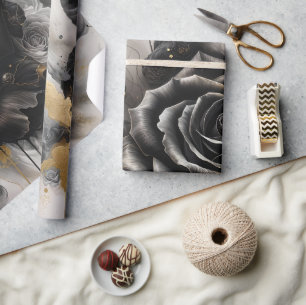 Schwarz-Gold-Rose Geschenkpapier