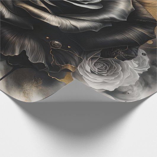 Schwarz-Gold-Rose Geschenkpapier (Ecke)