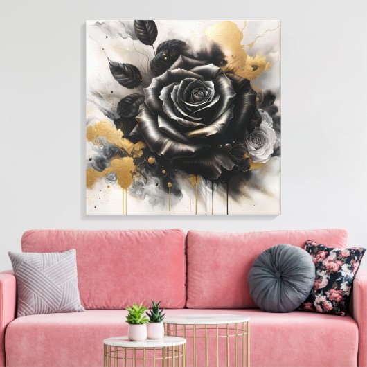 Schwarz-Gold-Rose Leinwanddruck (Insitu (Wohnzimmer))