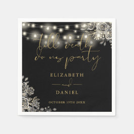 Schwarz-Gold-Rose-Streichellichter Gotische Hochze Serviette