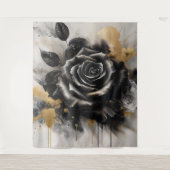 Schwarz-Gold-Rose Wandteppich (Vorderseite)
