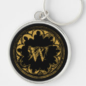 Schwarz-Gold-Rustikal-Vintages gestörtes Monogramm Schlüsselanhänger (Vorne)