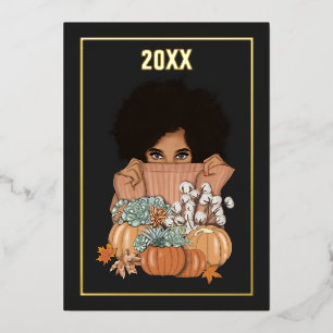 Schwarz-Gold-Saison - Herbst Folien Feiertagskarte