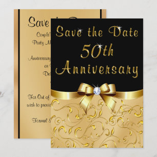 Schwarz, Gold Save the Date 50. Hochzeitstag Einladung