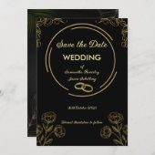 Schwarz/Gold-Save the Date-Karte Save The Date (Vorne/Hinten)