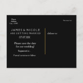 Schwarz & Gold SAVE THE DATE Moderne Typ Postkarte (Rückseite)