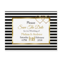 Schwarz-Gold-Save the Date-Postkarten