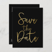 Schwarz/Gold SAVE THE DATE Skripttyp Postkarte (Vorne/Hinten)