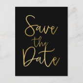 Schwarz/Gold SAVE THE DATE Skripttyp Postkarte (Vorderseite)