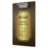 Schwarz-Gold-Scallop-Muster Schreibideen Klemmbrett (Links)