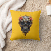 Schwarz/Gold-Schädel Kissen (Decke)