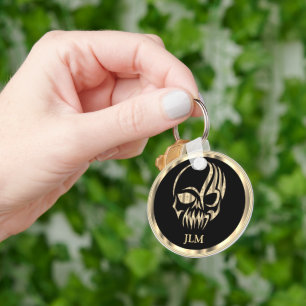 Schwarz-Gold-Schädel Schlüsselanhänger