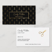 Schwarz-Gold-Schere Muster Frisur Stylist Salon Visitenkarte (Vorne/Hinten)