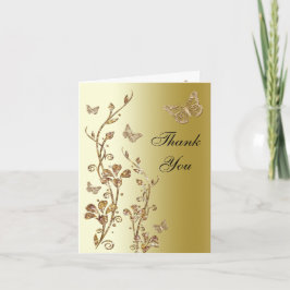 Schwarz, Gold Schmetterling Floral Danke Note Card