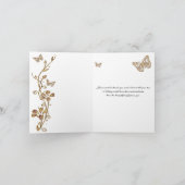 Schwarz, Gold Schmetterling Floral Danke Note Card (Innenseite)