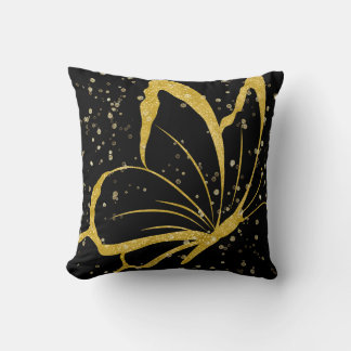 Schwarz-Gold-Schmetterling-Kissen Kissen