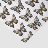 Schwarz-Gold-Schmetterling Weißes Muster Halloween Seidenpapier (Detail)