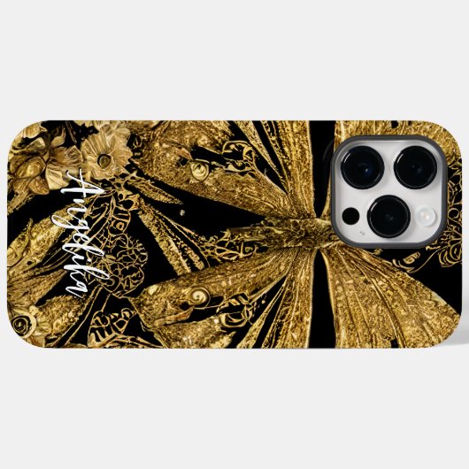 Schwarz-Gold-Schmetterlinge Case-Mate iPhone Hülle (Rückseite (Horizontal))