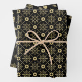 Schwarz-Gold-Schneeflocken-Muster Geschenkpapier Set (Beispiel)