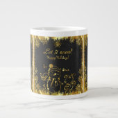 Schwarz-Gold-Schneemann-Illustration-Let it Snow Jumbo-Tasse (Vorderseite)