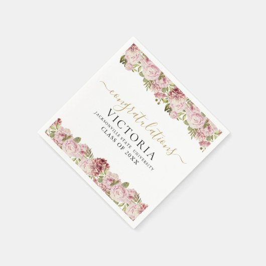 Schwarz-Gold-Script-Abschluss für Rose mit Blumenm Serviette (Ecke)