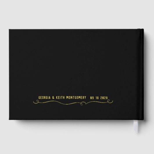 Schwarz-Gold-Script-Elegante Hochzeit 2 Gästebuch (Rückseite)