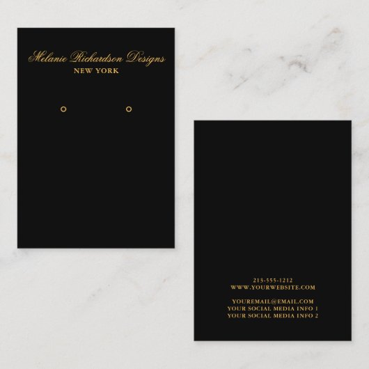 Schwarz-Gold-Script-Erring-Anzeigetafel Visitenkarte (Vorne/Hinten)