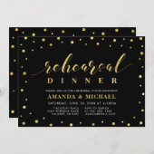 Schwarz-Gold-Script-Hochzeit-Probe-Abendessen Invi Einladung (Vorne/Hinten)