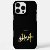 Schwarz-Gold-Script-Monogramm Case-Mate iPhone Hülle (Rückseite)