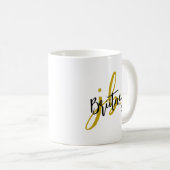 Schwarz-Gold-Script-Monogramm Kaffeetasse (VorderseiteRechts)